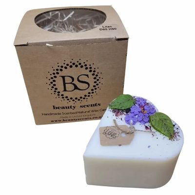 Bougies - Petites bougies en forme de cœur avec lilas, boîte de 6, lilas - BEAUTY SCENTS CANDLES