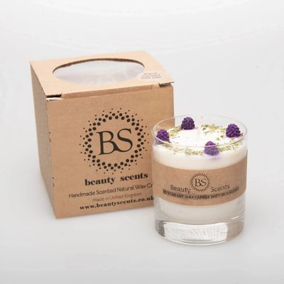 Candles - Large Candles with Blackberry in glass container, box of 6, Muscat Grape - BEAUTY SCENTS CANDLES