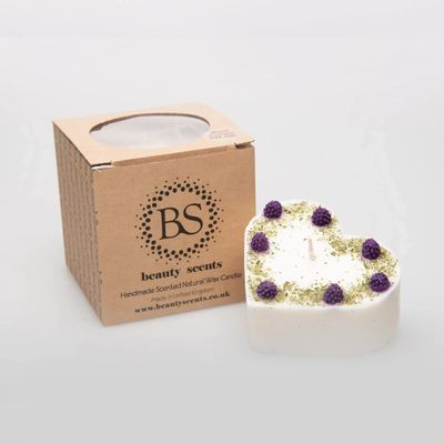 Candles - Large Heart Candles with Blackberry, box of 6, Black Currant - BEAUTY SCENTS CANDLES