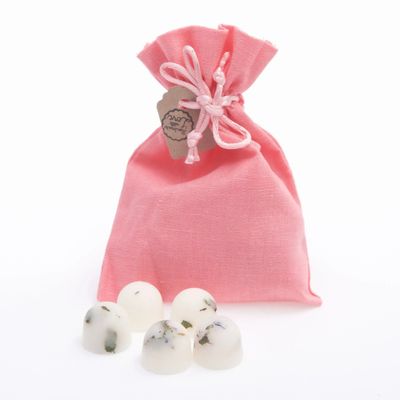 Candles - Scented Natural Wax Melts in Linen Bag of 10 each, Jasmine, white bag - BEAUTY SCENTS CANDLES