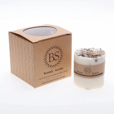 Candles - Medium Scented Soy Candle With Wild Flowers box of 6, Apple - BEAUTY SCENTS CANDLES