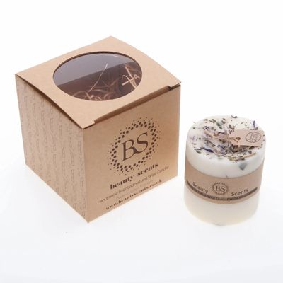 Candles - Medium Scented Soy Candle With Wild Flowers box of 6, Lavender - BEAUTY SCENTS CANDLES