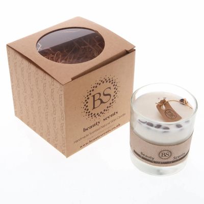 Candles - Large Scented Soy Candle With Coffee Beans In Glass Container box of 6, Vanilla & Coffee - BEAUTY SCENTS CANDLES