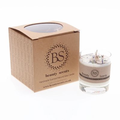 Candles - Small Scented Soy Candle With Wild Flowers In Glass Container box of 6, Apple - BEAUTY SCENTS CANDLES