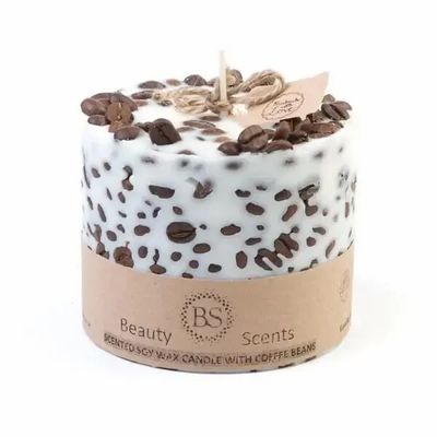 Bougies - Grande bougie parfumée au soja et aux grains de café, boîte de 6, vanille et café - BEAUTY SCENTS CANDLES