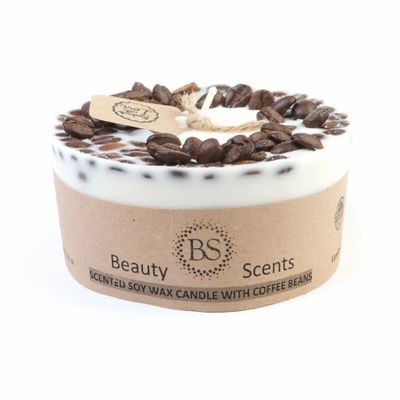 Candles - Medium Low Scented Soy Candle With Coffee Beans box of 6, Cherry & Coffee - BEAUTY SCENTS CANDLES