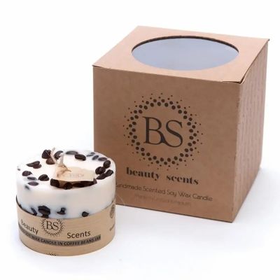 Candles - Small Scented Soy Candle With Coffee Beans box of 6, Chocolate & Mint - BEAUTY SCENTS CANDLES