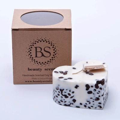 Candles - Large Heart Scented Soy Wax Candle With Coffee Beans box of 6, Vanilla & Coffee - BEAUTY SCENTS CANDLES