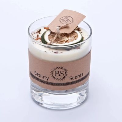 Bougies - Petite bougie parfumée en cire de soja à la cannelle râpée dans un récipient en verre, boîte de 6, citron vert et cannelle - BEAUTY SCENTS CANDLES