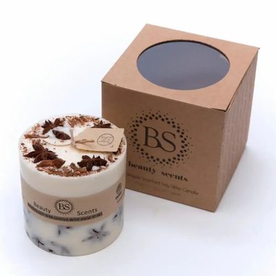 Candles - Medium Scented Candles With Star Anise box of 6, Sandalwood - BEAUTY SCENTS CANDLES