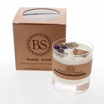 Candles - Large Scented Soy Candle With Blueberries In Glass Container box of 6, Muscat Grapes - BEAUTY SCENTS CANDLES