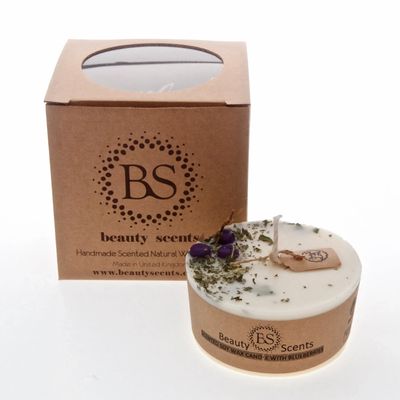 Candles - Medium Low Scented Soy Candle With Blueberries box of 6, Raspberry - BEAUTY SCENTS CANDLES