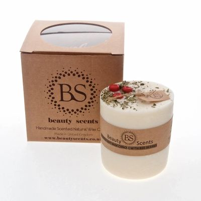 Candles - Medium Scented Soy Candle With Red Berries box of 6, Black Currant - BEAUTY SCENTS CANDLES