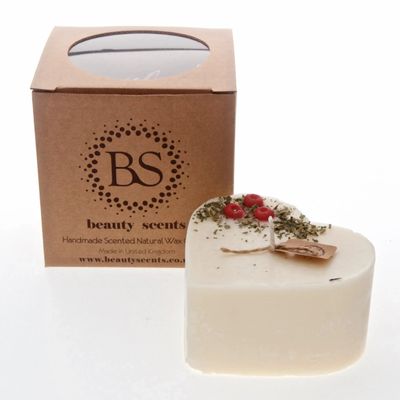 Bougies - Grande bougie parfumée au soja en forme de cœur aux fruits rouges, boîte de 6, fraise - BEAUTY SCENTS CANDLES
