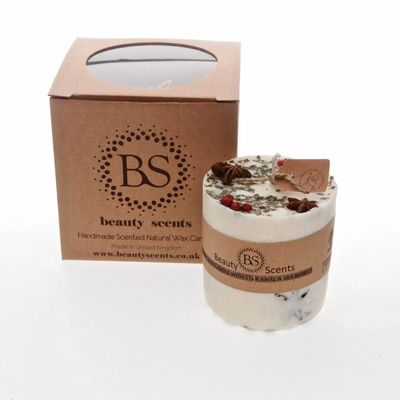 Candles - Medium Handmade Scented Candles With Star Anise & Red Berries box of 6, Sandalwood - BEAUTY SCENTS CANDLES