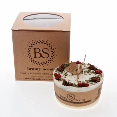 Candles - Medium Low Handmade Scented Candles With Star Anise & Red Berries box of 6, Anise - BEAUTY SCENTS CANDLES