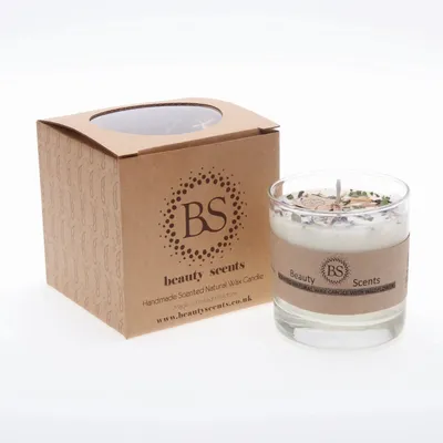 Candles - Large Scented Soy Candle With Wild Flowers In Glass Container box of 6, Mango - BEAUTY SCENTS CANDLES