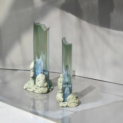 Vases - CATHARSIS, Sculptural Statement Vase for flowers in glass and stone - COKI