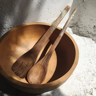 Couverts & ustensiles de cuisine - Couverts à salade peints N°2 - Brique - BAAN
