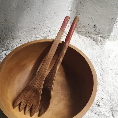 Kitchen utensils - Couverts à salade peints N°6 - Kakifren - BAAN