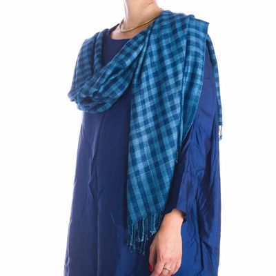 Foulards et écharpes - Echarpe carreaux Indigo - BAAN