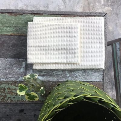 Linge de lit - Linge de bain Bio - nid d'abeille - Essuie main - BAAN