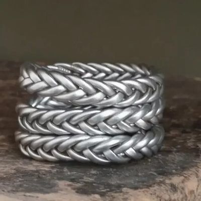 Bijoux - - Bracelet bouddhiste Braid Argent - L, Mat - BAAN