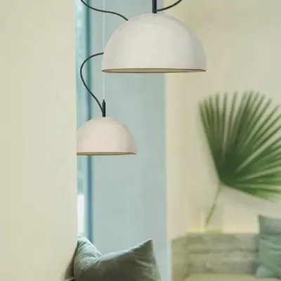 Hanging lights - ABSIS hanging lamp with lampshade in terracotta or varnished white - LUXCAMBRA