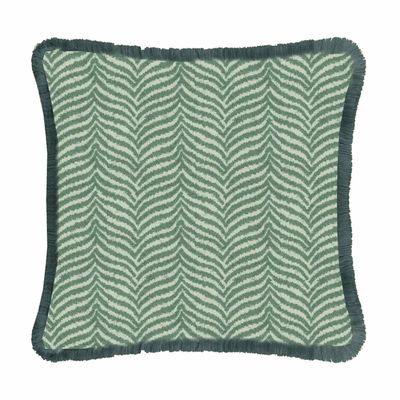 Couettes et oreillers - Zebra Green Fringed Cushion - LO DECOR