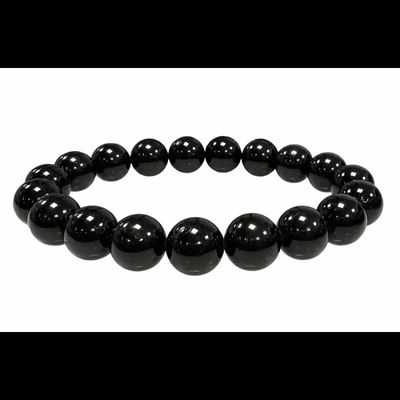 Bracelets - A grade black tourmaline 10mm pearls bracelet - ARABESK