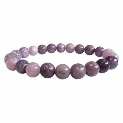 Bracelets - Lepidolite A 8mm pearls bracelet - ARABESK