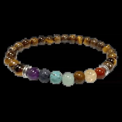 Bracelets - 7 chakras Tiger's eye A 6mm pearls bracelet - ARABESK