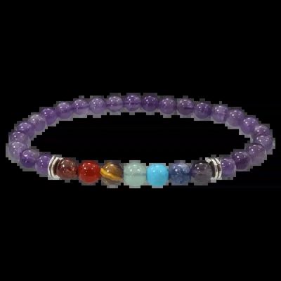 Bracelets - 7 chakras Amethyst A 6mm pearls bracelet - ARABESK
