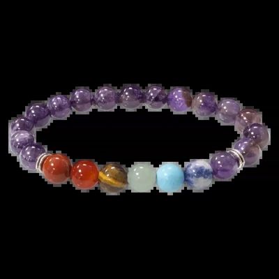 Bracelets - Bracelet Amethyste 7 chakras A perles 8mm - ARABESK