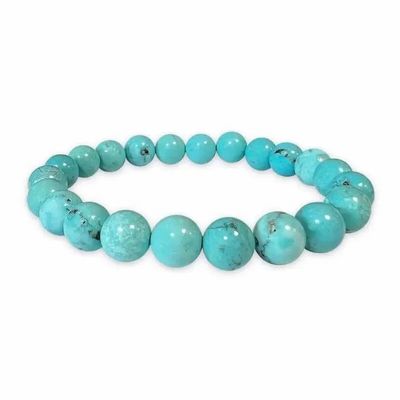 Bracelets - Turquenite natural tinted Howlite A 8mm pearls bracelet - ARABESK