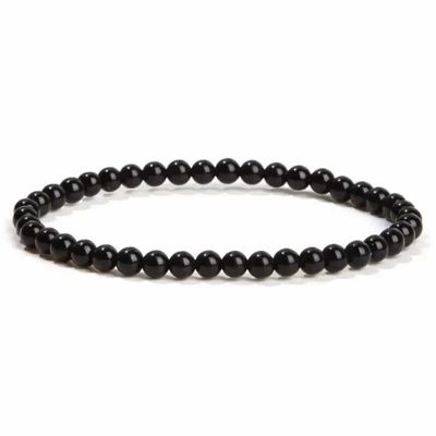 Bracelets - Black Obsidian A pearls bracelet 4mm - ARABESK