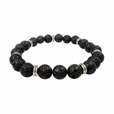 Bracelets - Lava stone &Charms 8mm pearls bracelace - ARABESK