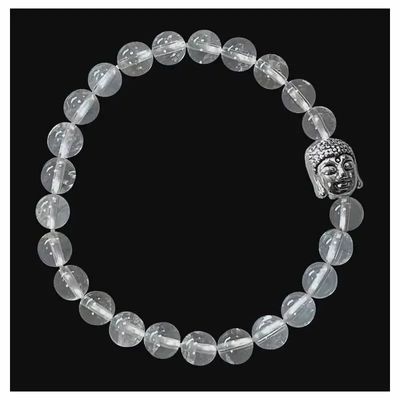Bracelets - Bracelet Cristal de roche & Bouddha perles 6mm - ARABESK