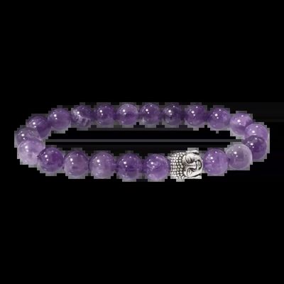 Bracelets - Amethyst & Buddha A 8mm pearls bracelet - ARABESK