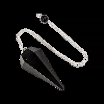 Bijoux - Pendule Obsidienne Noire Conique 6 faces - ARABESK