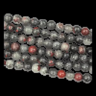 Bijoux - Jaspe héliotrope Bloodstone perles 8mm sur fil 40cm - ARABESK