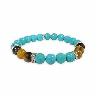 Bracelets - Turquenite,Tiger Eye & Charms A 8mm pearls bracelacet - ARABESK
