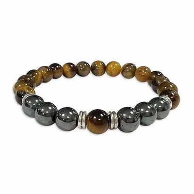 Bracelets - Eye of the Tiger Hematite & Charms A 8mm pearls bracelacet - ARABESK