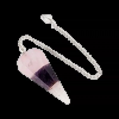 Jewelry - Conical pendulum in Rose Quartz Amethyst and Rock Crystal 6 faces - ARABESK