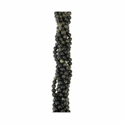 Bijoux - Obsidienne noire dorée A perles 6mm sur fil 40cm - ARABESK