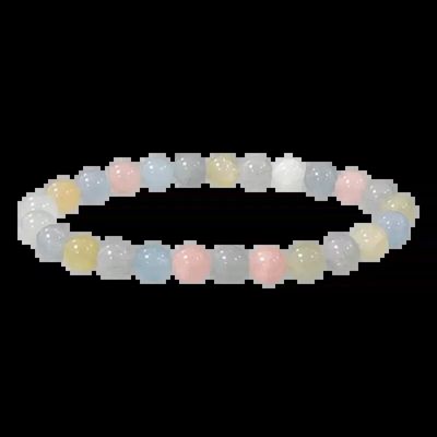 Bracelets - Bracelet Beryls Aquamarine & Morganite AA beads 7-8mm - ARABESK
