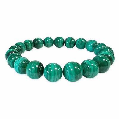 Bracelets - Malachite bracelet AA beads 9-10mm - ARABESK