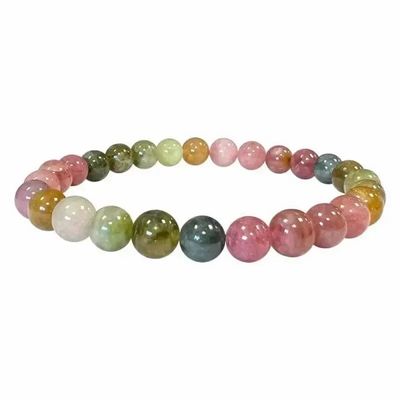 Bracelets - Bracelet Tourmaline multicolore AAA perles 6.5-7mm - ARABESK