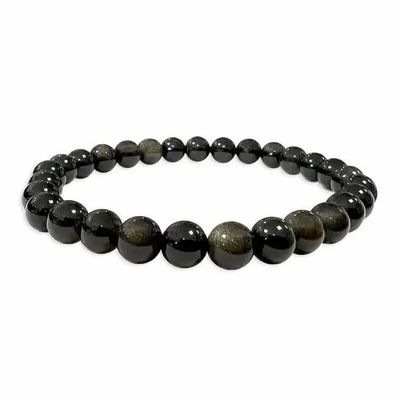 Bracelets - Black Golden Obsidian A pearls bracelet 6mm - ARABESK