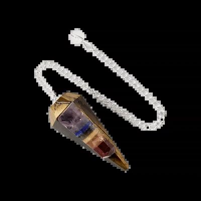 Jewelry - Pendulum Tiger eye & Seven Chakras conical 6 faces - ARABESK